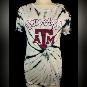 Three Square Texas A&M Women's Tie-Dye T-Shirt - Black and White Medium